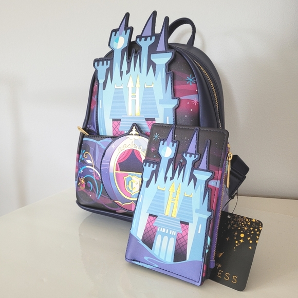 DISNEY X LOUNGEFLY Cinderella Castle Backpack & Wallet Matching Bundle - Picture 16 of 16